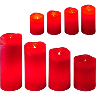 Weltbild LED-Echtwachskerzen: 8er-Set Magenta Echtwachs-Kerzen mit Flackereffekt - Deko für Wohnzimmer & Festlichkeiten, Größen von 6 bis 18 cm