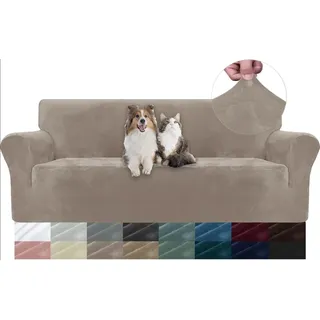 YSTYLE Stretch-Sofahusse, Couchbezüge für Sofa, Möbelschutz für Sofa mit elastischem Gummizug unten, 3-Sitzer, YHR, Khaki