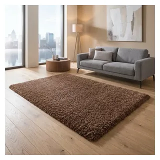 TaCa Home Langflor-Teppich Shaggy Teppich Langflor, rechteckig, Höhe: 60 mm, Schlafzimmer Kinderzimmer Wohnzimmer, rostbraun - 160 x 230 cm braun rechteckig | 160 cm x 230 cm x 60 mm