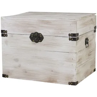 Kistenkolli Altes Land Holztruhe Geschenk-Box mit Deckel Schatzkiste 30x20x15cm groß Holzkiste Truhe(Shabby weiss)