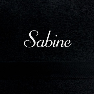 digital print Handtuch mit Namen Sabine Bestickt, 50x100 cm, schwarz, extra Flauschige 550 g/qm Baumwolle (100%), Badetuch mit Namen besticken, Duschtuch mit Bestickung