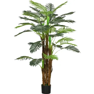 HOMCOM Künstliche Pflanzen, Kunst Palme, 160 cm Kunstpflanze mit 36 Zweige, Zimmerpflanze, Kunstbaum, Pflanze Deko für Indoor, Outdoor, Grün   Aosom