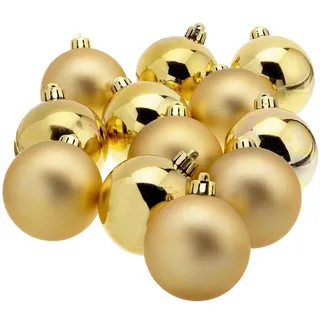 Christbaumkugeln gold 60 mm 12 Stück glänzend / matt Kunststoff