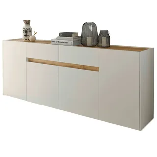furn.design Sideboard 220 x 87 x 40 cm Weiß / Eiche Wotan