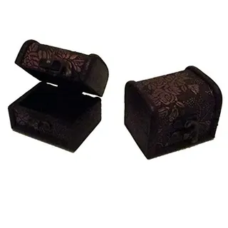LISSEK Kleine Holztruhe Kiste Schatztruhe Mini Aufbewahrungsbox mit Schloss Piratenschatztruhe, ca. 8x6x6cm (C)