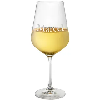AMAVEL Weißweinglas mit Gravur, Personalisiert mit Namen, Graviertes Weinglas, Füllmenge 0,5 l