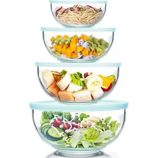 luxuskollektion Glasschüssel mit Deckel Set 4-teilig 3,5L 2,0L 1,0L 0,5L