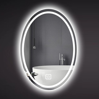Ovaler LED Smart Spiegel, Wandmontierter Badezimmerspiegel, 3 Farblichter + Stufenlos Dimmbar, 40x60cm/50x70cm/60x80cm/70x90cm, HD/Explosionsgeschützt, Schminkspiegel ( Size : 40x60cm/15.7x23.6in )