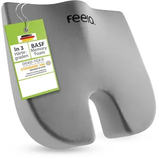 feela.® Orthopädisches Keilkissen [3 Härtegrade] – Memory Foam Haltungskorrektur für mehr Sitzkomfort & Entlastung bei Ischias – Ideales Sitzkissen Stuhl fürs Büro & Sofa (Hart)