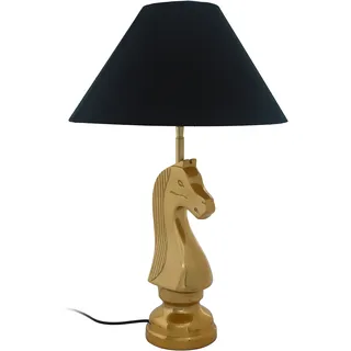 Tischleuchte KAYOOM "Shah" Lampen Gr. Ø 40 cm Höhe: 62 cm, schwarz Designlampe Tischlampen Tischlampe mit dekorativem Schah-Pferd-Sockel aus Metall, Stoffschirm