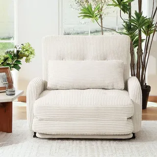 Faltbares 4-in-1 Sofa Bett, Klappbares Schlafsofa & Gästebett, Relaxsessel mit Schlaffunktion, für Wohnzimmer, Schlafzimmer Elfenbeinweiß - Weiß