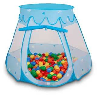 Selonis Baby Spielzelt Mit Plastikbällen Zelt 105X90cm/100 Bälle Plastikkugel Kinder, Blau:Gelb-Grün-Blau-Rot-Orange