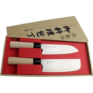Famanu Messerset Santoku und Nakiri - Japanische Küchenmesser mit SR600 Stahl