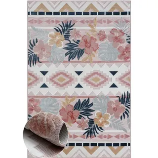 Wohnando Teppich MY-RUG Outdoor-Teppich "Aurora II" 300X200 cm, rosa, rechteckig, Höhe: 8 mm, mit floralem Hoch-Tief-Design, für drinnen und draußen rosa 200 cm x 300 cm x 8 mm