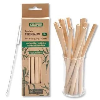 KESPER Trinkhalme 59200 aus FSC-zertifiziertem Bambus, Länge: 20 cm, 12er Pack