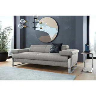 W.SCHILLIG 2-Sitzer finn, German Design Award 2016, Fußgestell Chrom glänzend, Breite 210 cm grau