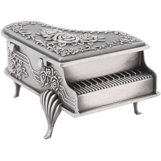 Walfront Personalisierbare Vintage Schmuckbox Klavierform für Frauen & Mädchen | Kleines Metall Schmuckkästchen aus Zinklegierung in Rosa