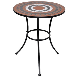 Möbel® Modern,Gartentische,Balkontisch Outdoor Tisch Gartenmöbel,Bistrotisch Terracotta-Rot und Weiß 60 cm Mosaik🐳4967