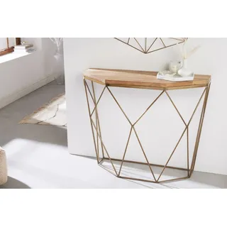 riess-ambiente Konsolentisch DIAMOND 90cm natur / messing (Einzelartikel, 1-St), Wohnzimmer · Massivholz · Metall · Handmade · Industrial Design braun
