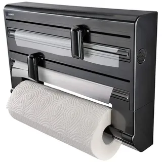 Leifheit Wandrollenhalter Parat Black, Küchenrollenhalter für 3 Rollen