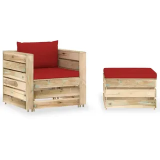 furnicato Gartenlounge-Set Gartenmöbel-Set Paletten-Lounge 77x70x66 cm, Rot, imprägniertes, (1-tlg) rot