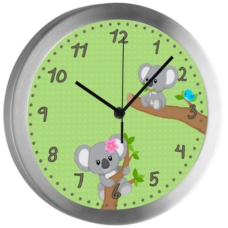 CreaDesign Funkwanduhr Funkuhr, Kinder Wanduhr, Kinderuhr, Kinderzimmer Koala Bär grün (geräuscharmes Uhrwerk) grün