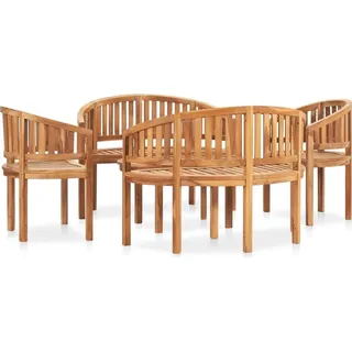 Ankonbej 5-tlg. Garten-Lounge-Set Massivholz Teak