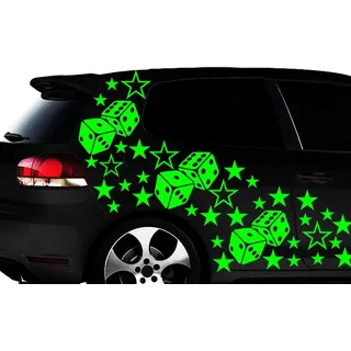 HR-WERBEDESIGN 93-teiliges Sterne Würfel Cube Star Auto Aufkleber x Tuning WANDTATTOO Blumen