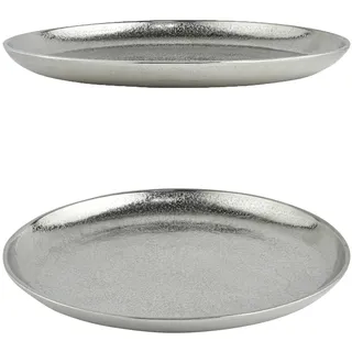 Marrakesch Moderne Deko Serviertablett aus Aluminium 35 cm rund | Kerzentablett Koya als Tischdeko für Küche und Wohnzimmer | Tablett als Adventskranz Deko Weihnachtsdeko oder Herbst Dekoration