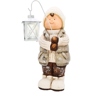 Wichtelstube-Kollektion XXL 40cm Dekofigur mit Laterne Winterkind Weihnachten Deko Figur Garten