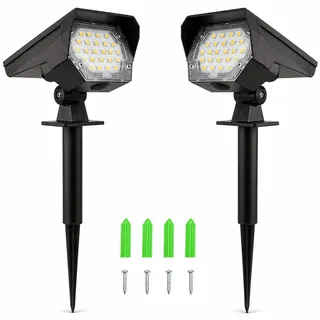 sooogd 2 Stück Solar Strahler Außen, Led Kabellose Gartenbeleuchtung | Solarleuchten für Aussen mit Schalter, Wetterfest Solarlampen für Briefkasten Zaun Gartenweg