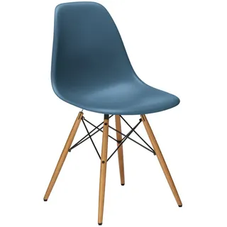 Vitra Stuhl Eames Plastic Side Chair RE 46.5x83x55 cm meerblau, Gestell: Ahorn, Designer Charles & Ray Eames