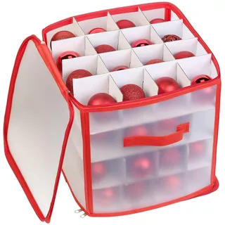 infactory Weihnachtskugelbox: Aufbewahrungsbox für 64 Christbaumkugeln bis 6 cm, Tragegriffe (Christbaumkugeln Aufbewahrung, Weihnachtskugeln Aufbewahrung, Ball)