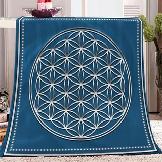 Sherpa Decke Weiche Flanell Waschbar Sofa und Bett Überwurfdecke Blume des Lebens Muster Kuscheldecke Warme Anti-Müdigkeit für Schlafzimmer Wohnzimmer und Sofa Kind 150 x 200 cm