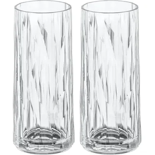 Koziol Superglas Club No.3 Cocktailgläser Set 250 ml, bruchsichere Gläser aus transparentem Kunststoff, wiederverwendbar, robust, ideal für Mojito, Gin Tonic, Party, Garten und Camping