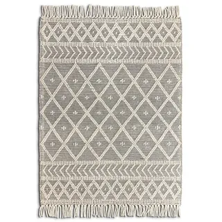 Webteppich Tassels 170 x 230 cm Wolle Schwarz