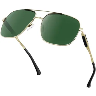 KANASTAL Polarisiert Sonnenbrille Herren Damen Groß | Klassische Retro Vintage, Verspiegelt, Premium Quadratisch Metallrahmen, UV400 Schutz,, Anti Glare, Doppelsteg, Stylisch - Einheitsgröße
