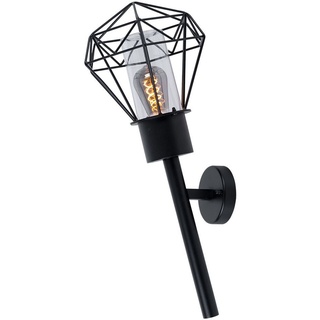 RGB LED Wandlampe, Fackel, Gitter Design, schwarz H 28,5 cm