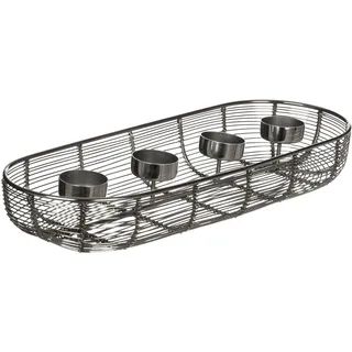 EGLO LIVING Adventskranz Hagony, Kerzenhalter Gestell für 4 Kerzen, Advent Kerzenständer für Teelichte, Tischdeko Weihnachten aus Metall in Silber, 40,5 x 14 cm