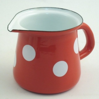 Münder Emaille - Milchkännchen, Sahnegießer, Gießer - Farbe: Rot mit weißen Tupfen - 400 ml