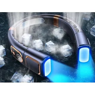 feinlux Mini USB-Ventilator Wandventilator Nackenventilator, 360° Wiederaufladbarer Hals Ventilator USB Tragbare blau