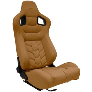AutoStyle Sportsitze 'GK' - Beige Kunstleder | Doppelseitig Verstellbare Rückenlehne - inkl. Laufschienen