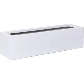 VIVANNO Blumenkasten Balkonkasten Pflanzkasten FLOBO Fiberglas Weiß - 60 cm | Wetterfester Pflanztrog für Fensterbank, Balkon und Garten, robustes Fiberglas, 15 Liter Volumen, 15x60x17 cm Maße