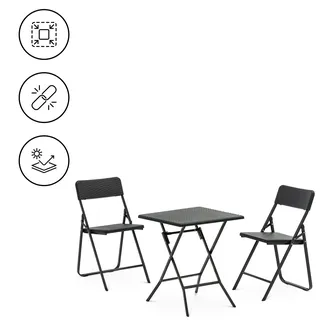 Uniprodo Sitzgruppe Garten - Tisch mit 2 Stühlen - Stahl / HDPE - klappbar UNI_BS_02