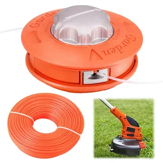 Fadenkopf Rasentrimmer, ACTOYS Fadenkopf für Motorsense, Aluminium Fadenkopf mit M10 Linksgewinde, Verdickter Aluminiumkopf ohne Demontage-Mähkopf, Rasentrimmer Kopf mit 2.4mm*30m Nylonseil