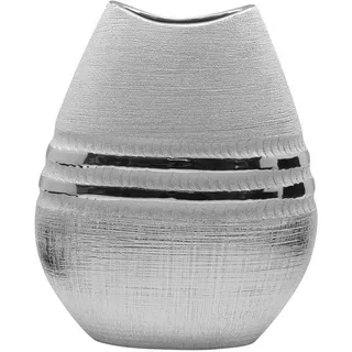 GILDE Vase flach Silvino Silber L= 8,3 cm B= 23,5 cm H= 28,0 cm 47023