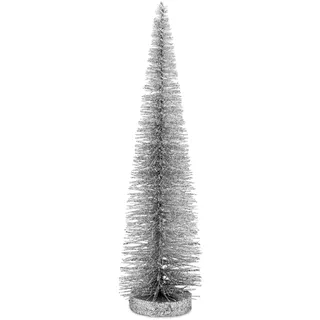 Deko Glitzerbaum 35 cm - großer Metall-Tannenbaum hell-silber Ø 12 cm - Dekobaum für Advent, Weihnachten und Winter