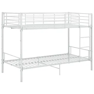 vidaXL Etagenbett Kinderbett Hochbett Metallbett Bett Stockbett Bettgestell Doppelstockbett Schlafzimmer Kinderzimmer Weiß Metall 90x200cm