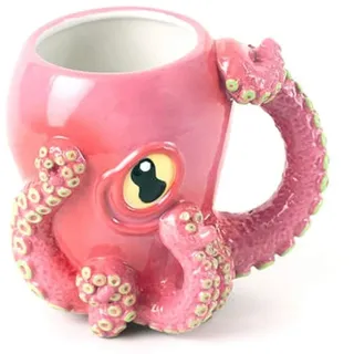 Bistic Rosa Octopus Keramik 3D Kaffeetasse mit Tentakel Griff