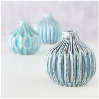 BOLTZE Tischvase 3er Set Vase Lenja, türkis blau